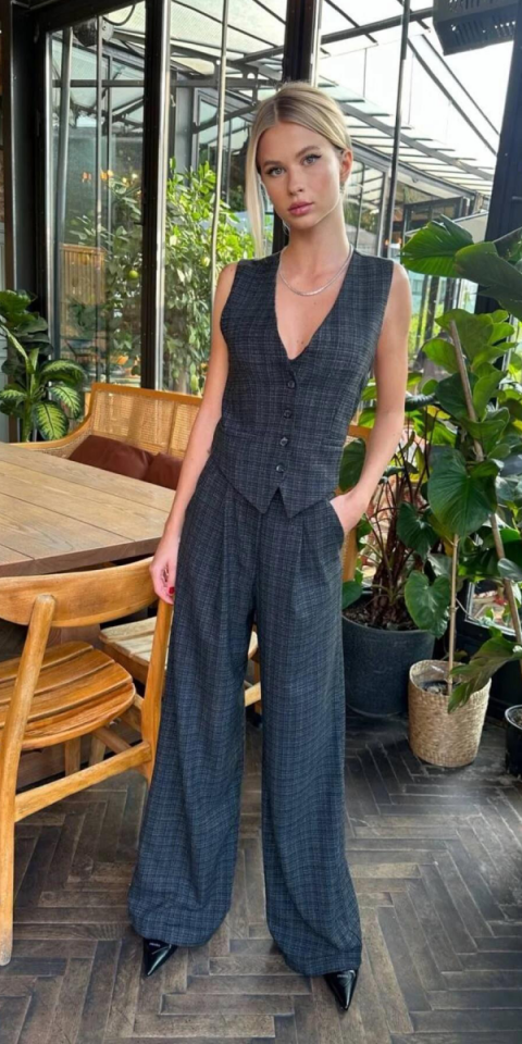 Siyah Kareli Alt Üst Takım