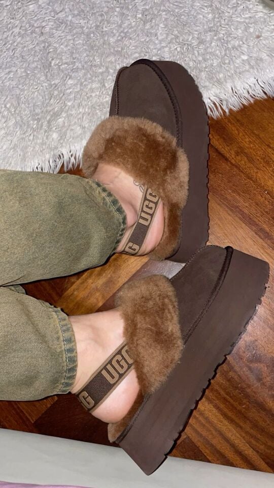 Kahve Funkette Stil Kalın Tabanlı Kürklü Mini Kadın Bot